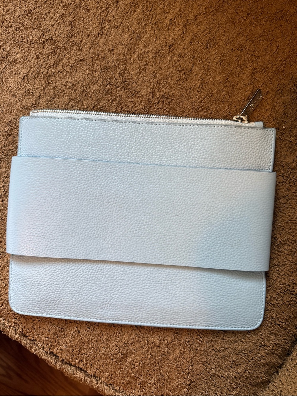 7 For All Mankind Light Blue Pebble Leather Clutch